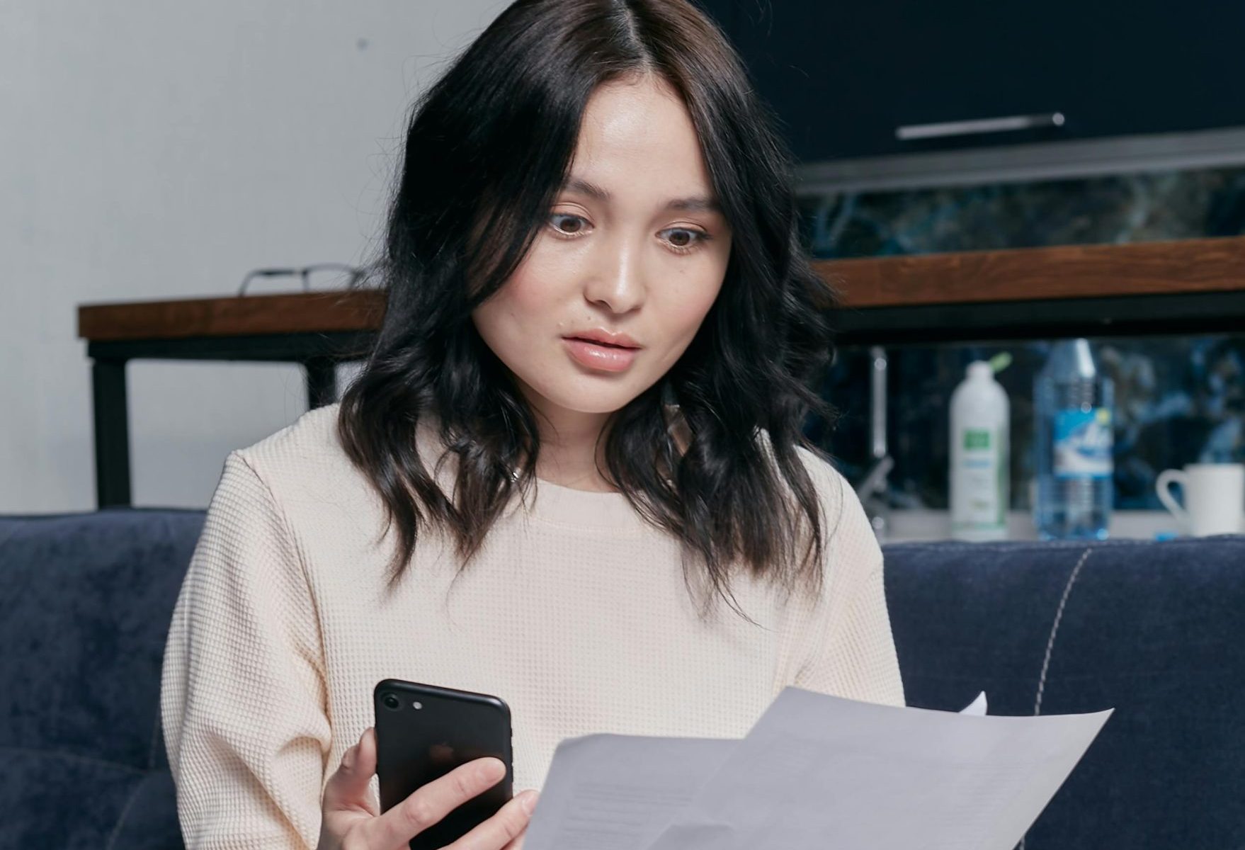 A woman multitasking